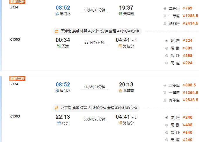 厦门到呼伦贝尔旅游多少公里？